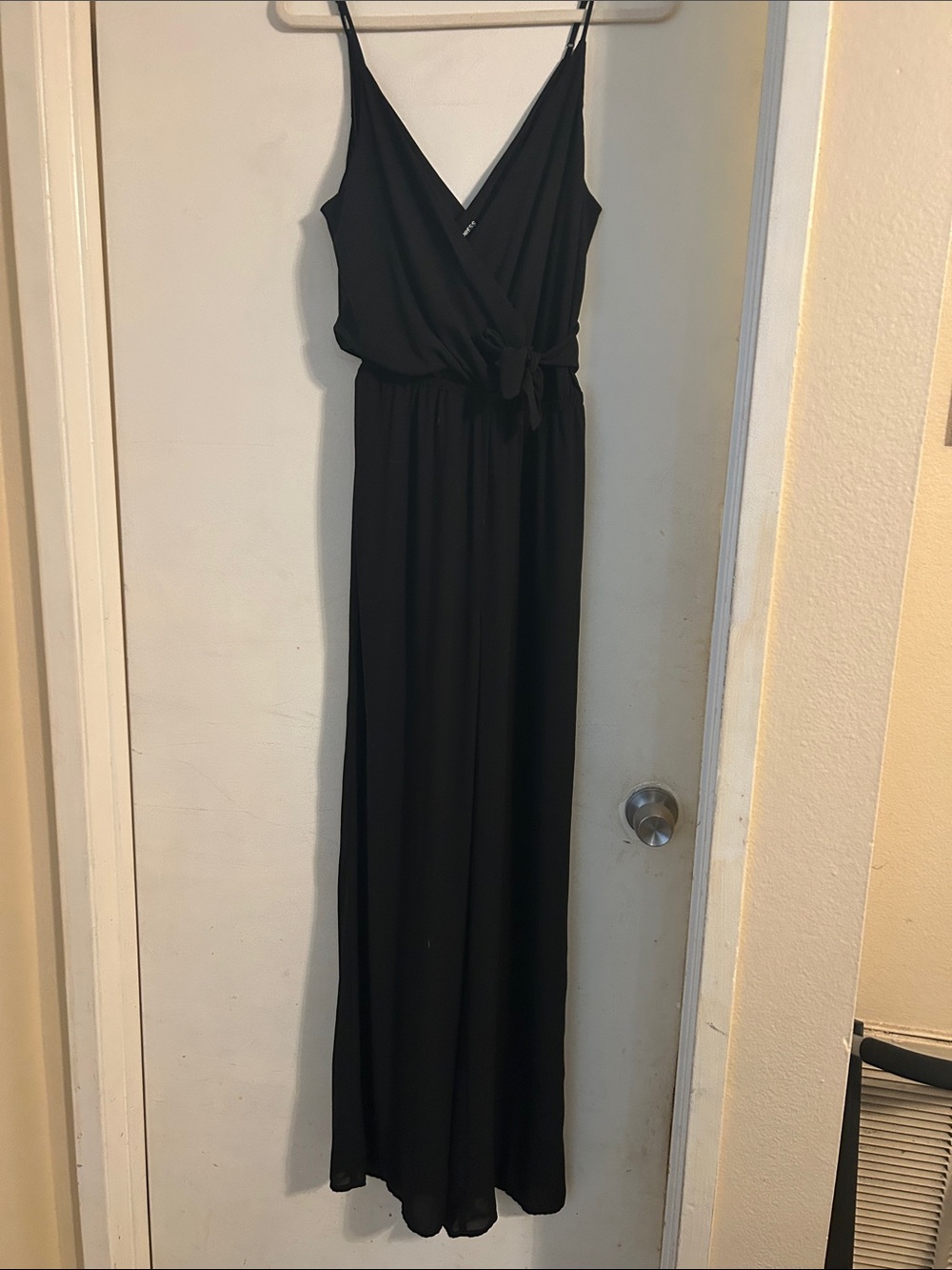 Express Black Sleeveless Wrap-Front Jumpsuit